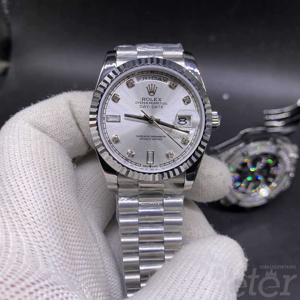 Daydate 36mm silver stainless steel automatic AAA+ 2813 silver dial women watch YT034