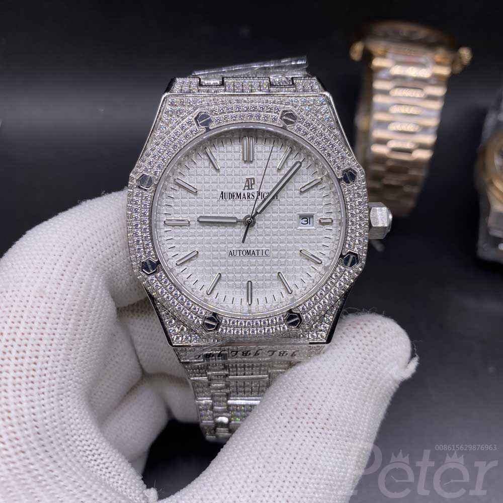 AP full diamonds steel case white dial AAA automatic high quality shiny watches M110