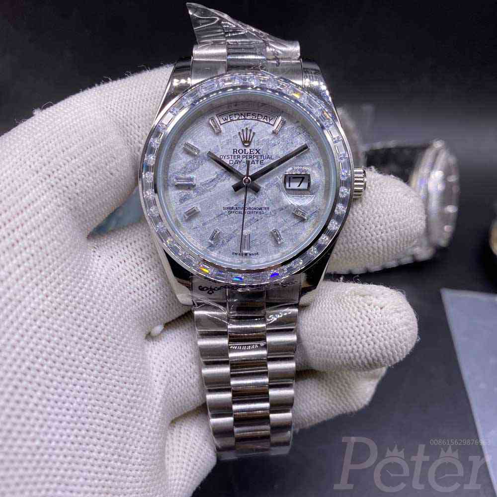 DayDate 41mm Meterite face baguette diamonds bezel AAA automatic men replica Rolex S032