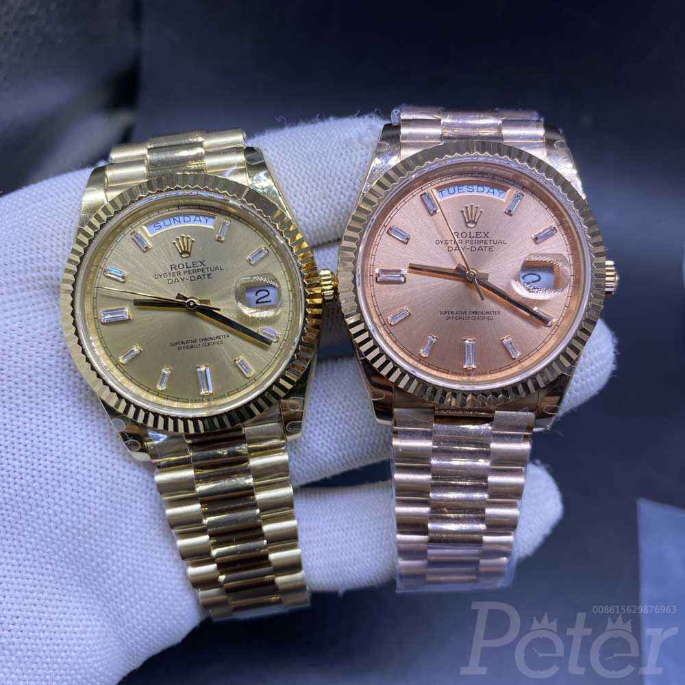 DayDate BP factory 2824 automatic gold and rose gold 38.5mm stone numbers WT150