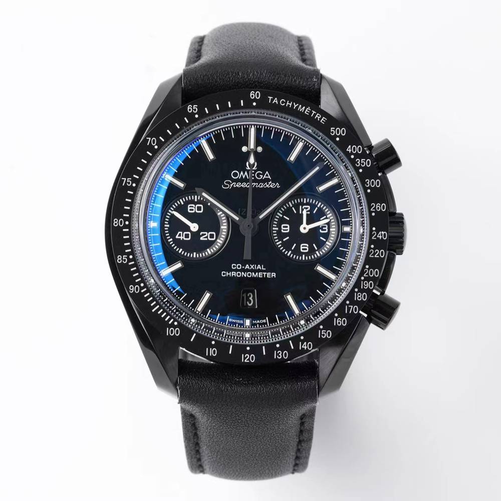 Omega Speedmaster black dial black case black leather full works chronometer 9300 automatic XD