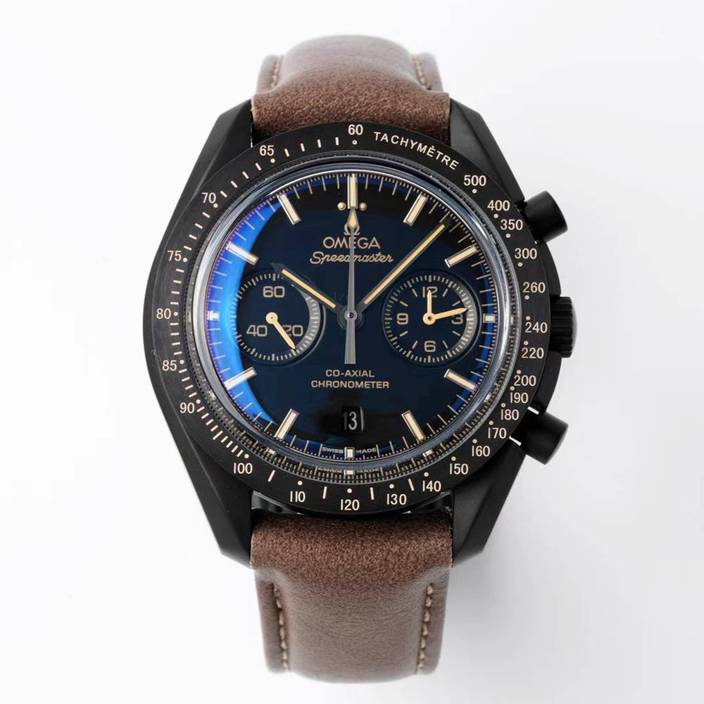 Omega Speedmaster chronometer full works 9300 thickness 17.2mm black case brown leather XD