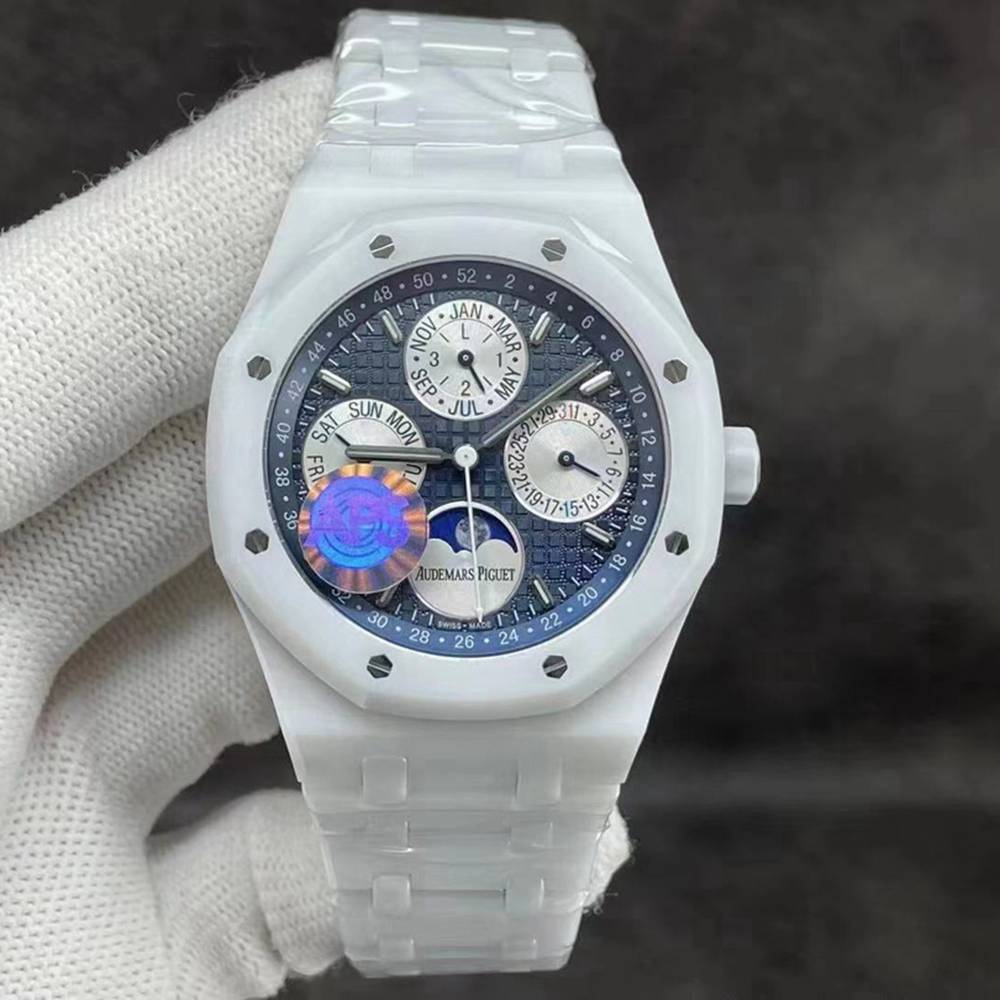 AP all white ceramic case 41mm blue face all sub-dials work Swiss automatic 5134 APS factory M285