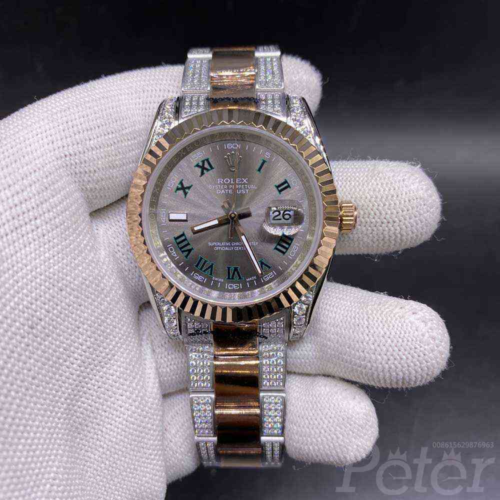 Datejust 2tone rose gold 39mm gray dial diamonds strap AAA automatic MH062
