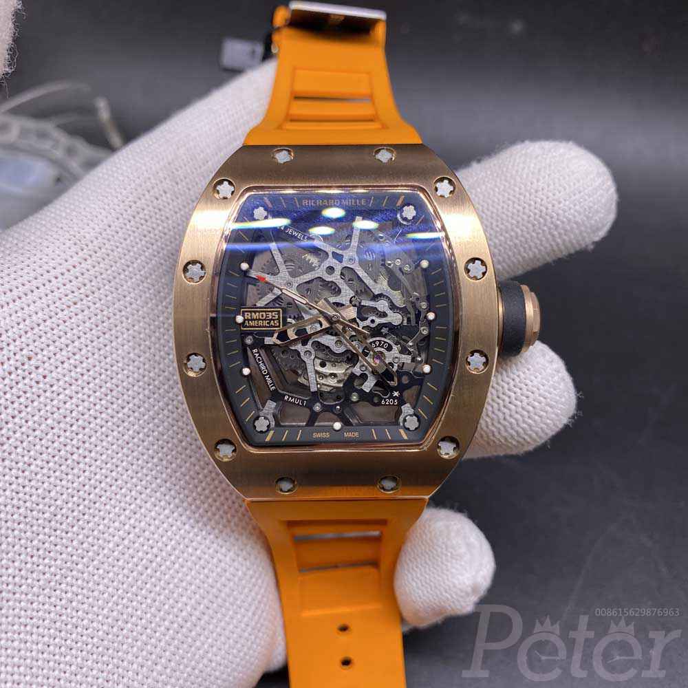 RM035 Americas rose gold case 42x50mm Orange rubber strap Miyota automatic XD090