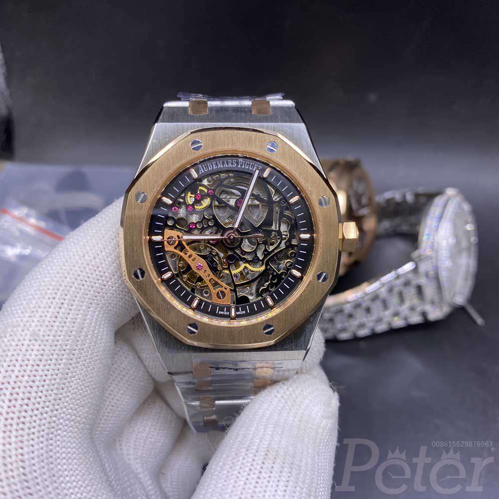AP skeleton rose gold two tone case 42mm AAA automatic men luxury watch YC041