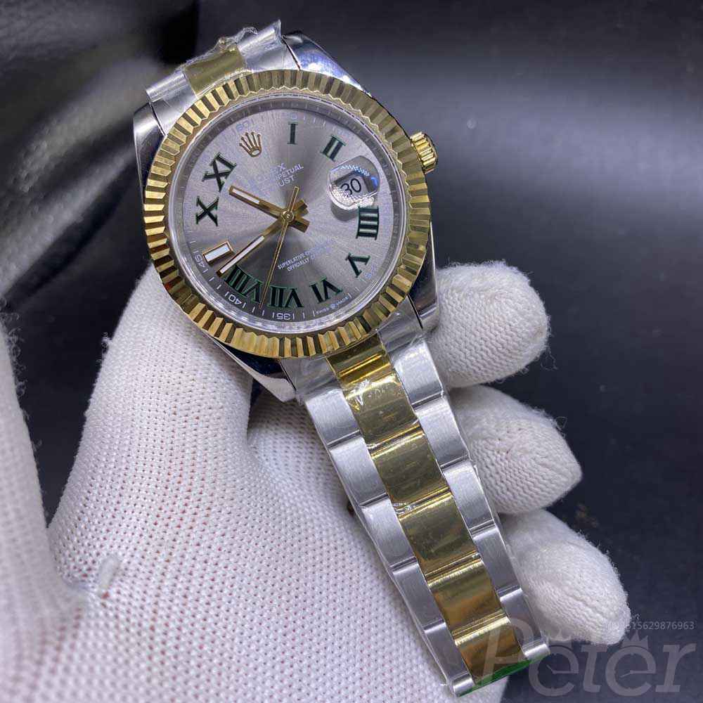 Datejust two tone gold 40mm gray dial roman numbers oyster band AAA+ automatic YT031