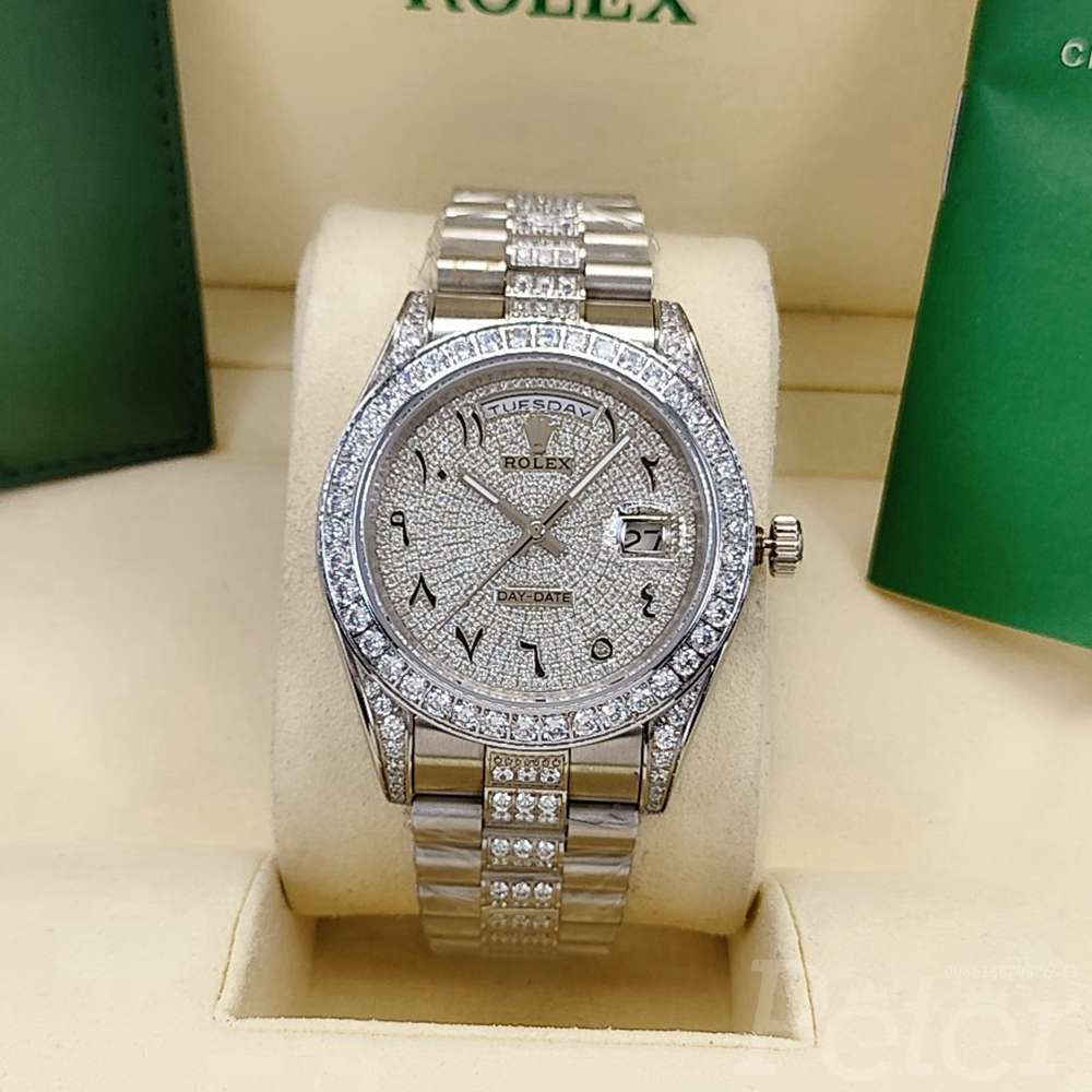 DayDate 41mm silver case diamonds face Arabic numbers AAA automatic S045