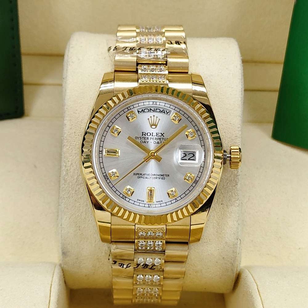 DayDate 36mm gold/silver diamonds strap AAA automatic 2813 S040