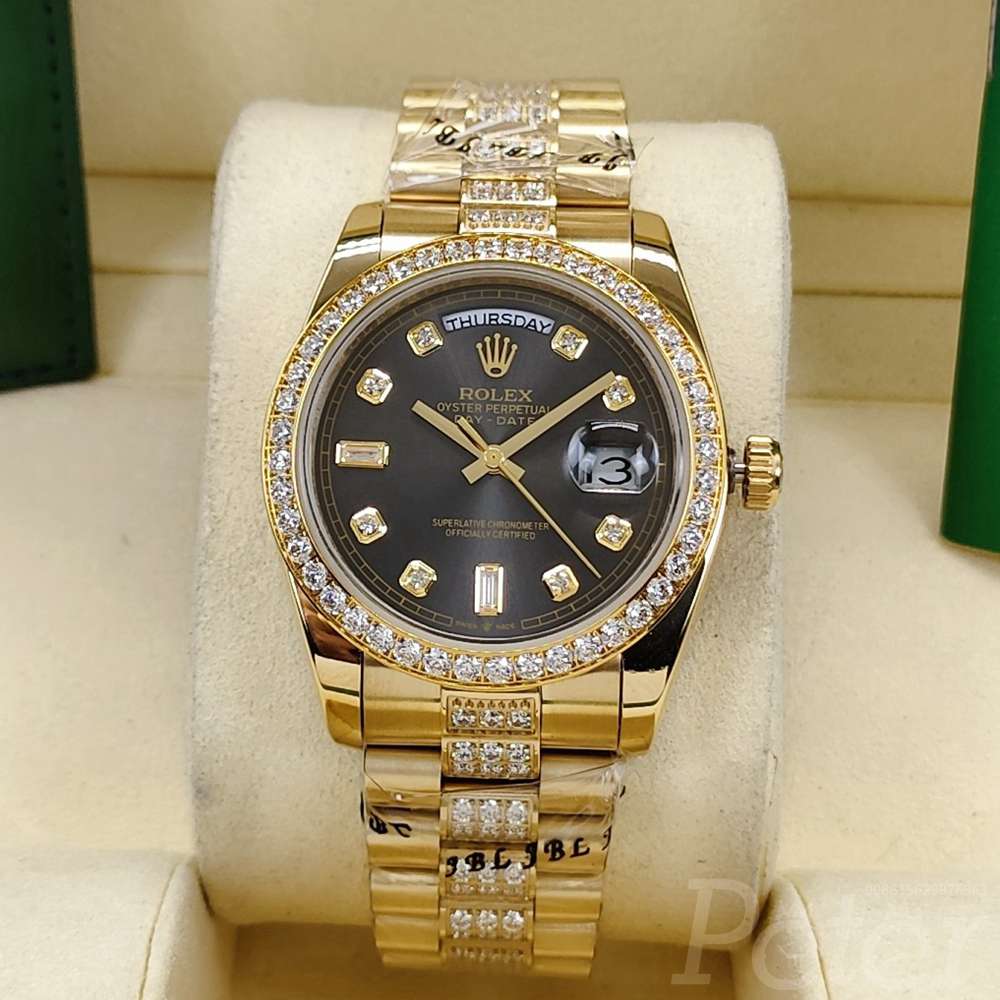 DayDate 36mm gold/gray diamonds bezel AAA automatic 2813 movement S040