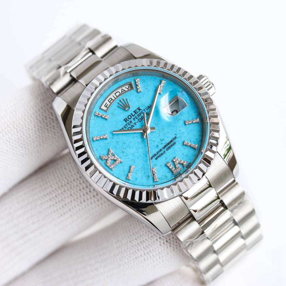 Daydate 36mm silver case Turquoise dial high grade 1:1 quality WT160
