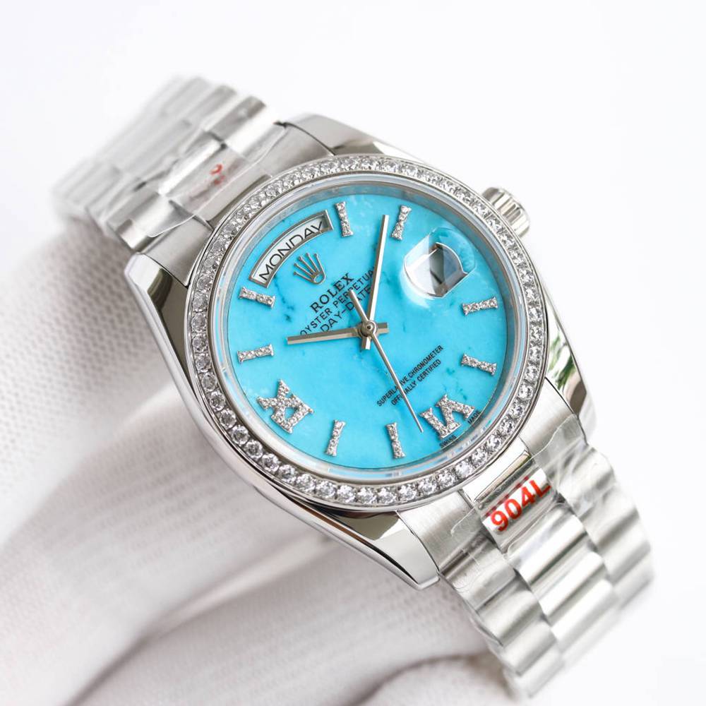 Daydate 36mm silver case Turquoise dial high grade 1:1 quality WT160