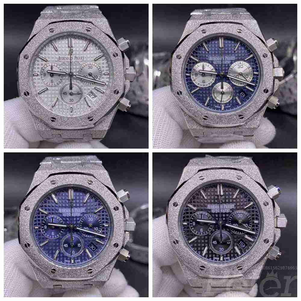 AP frosted silver case 42mm silver/blue/black dials chronograph VK quartz AAA XJ036