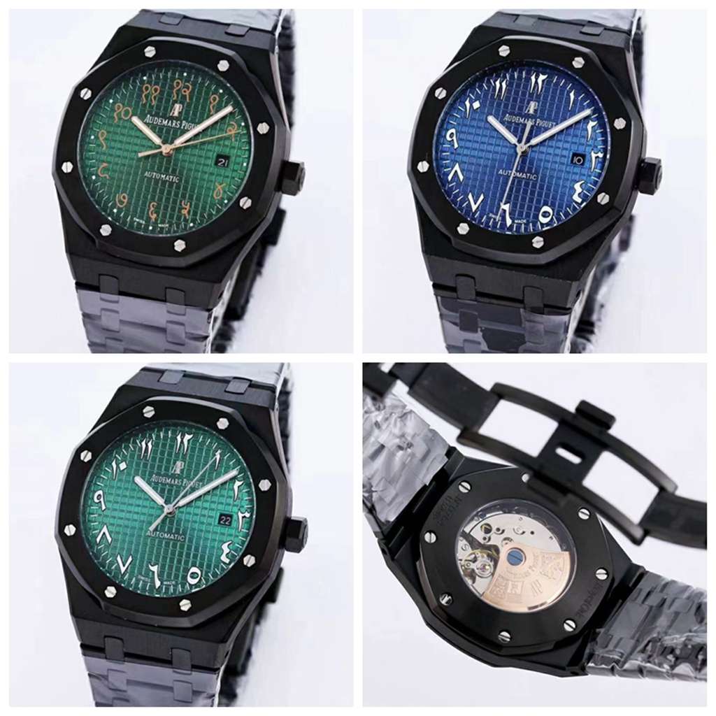 AP black 41mm automatic green/blue dial Arabic numbers men AAA replica watches XJ029