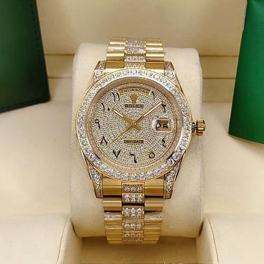 DayDate gold case 41mm Arabic numbers diamonds face AAA automatic Men watch S045