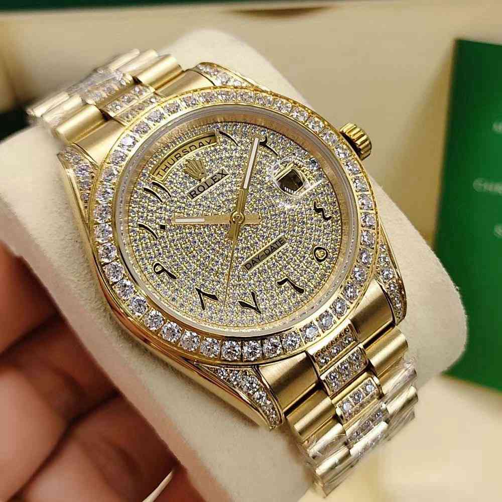 DayDate gold case 41mm Arabic numbers diamonds face AAA automatic Men watch S045