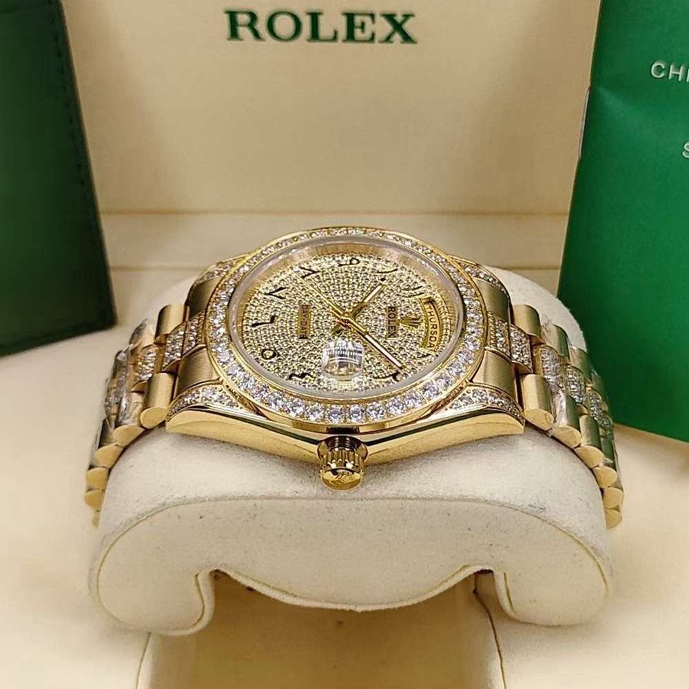 DayDate gold case 41mm Arabic numbers diamonds face AAA automatic Men watch S045