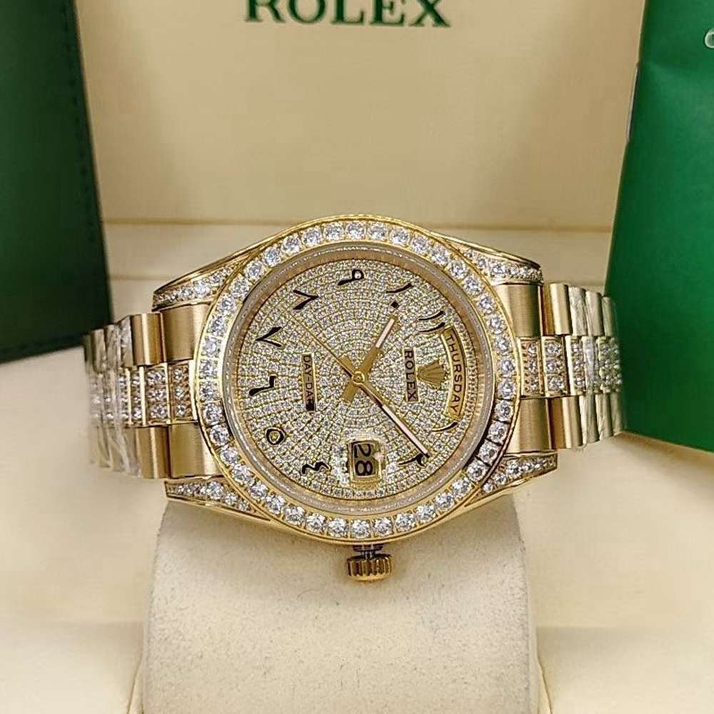 DayDate gold case 41mm Arabic numbers diamonds face AAA automatic Men watch S045