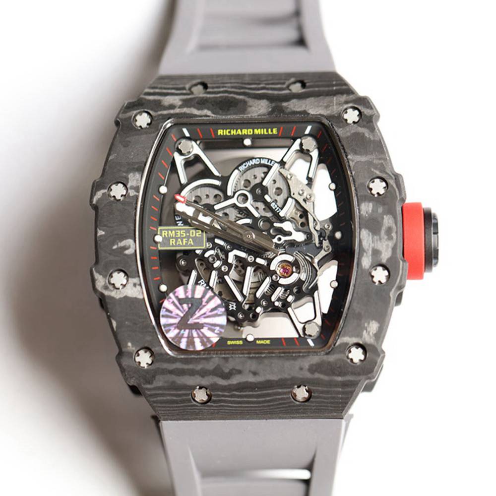 RM35-02 Carbon case skeleton dial gray rubber strap Z factory Seiko automatic men's watch XD015