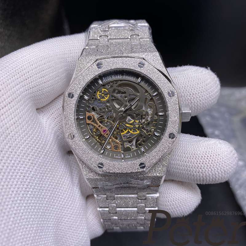 AP frosted silver case gray dial 42mm automatic high grade men's skeleton watch BL034