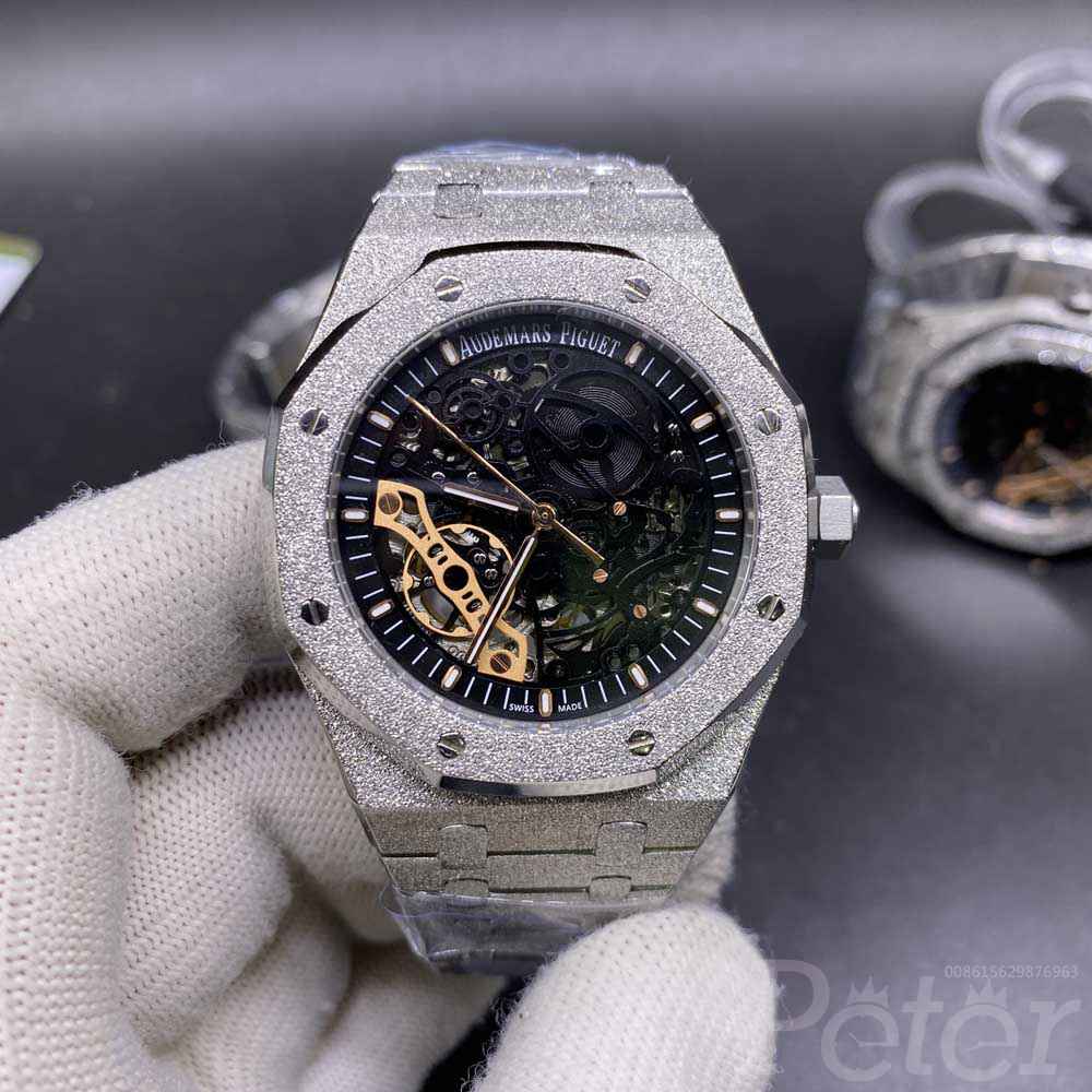 AP frosted case skeleton black dial high quality automatic men's stainless steel watch XJ041