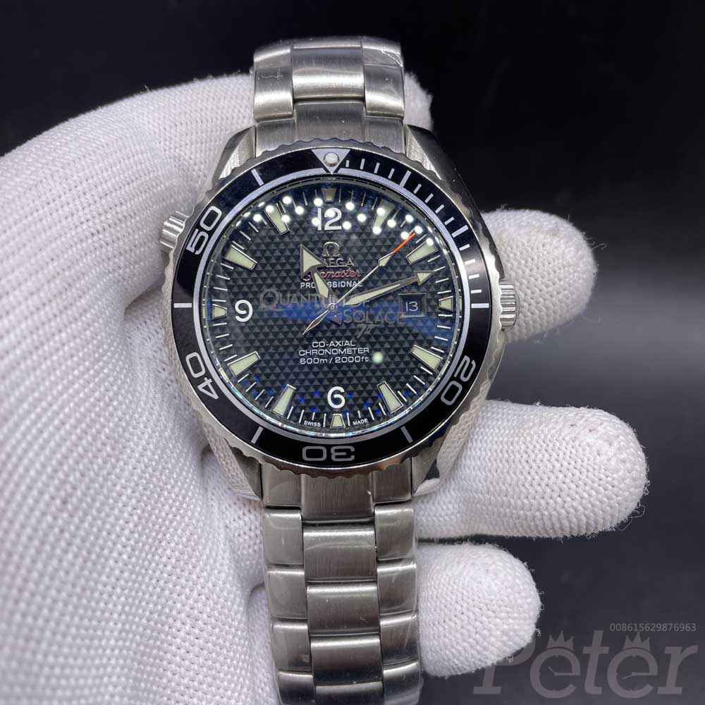 Omega Seamaster 43.5mm AAA automatic silver/black 007 steel back men's wristwatch Mis028