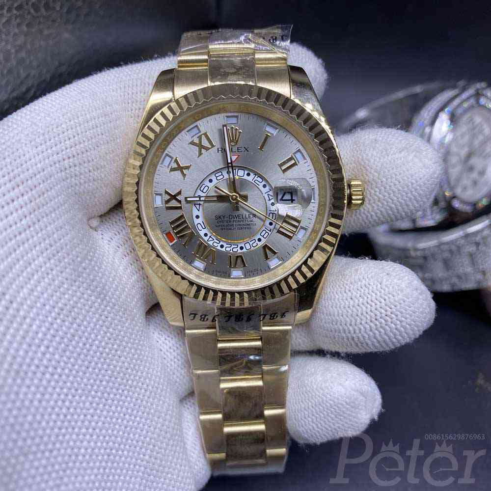 Sky-Dweller AAA gold case gray dial 41mm roman numbers automatic Men watch S032