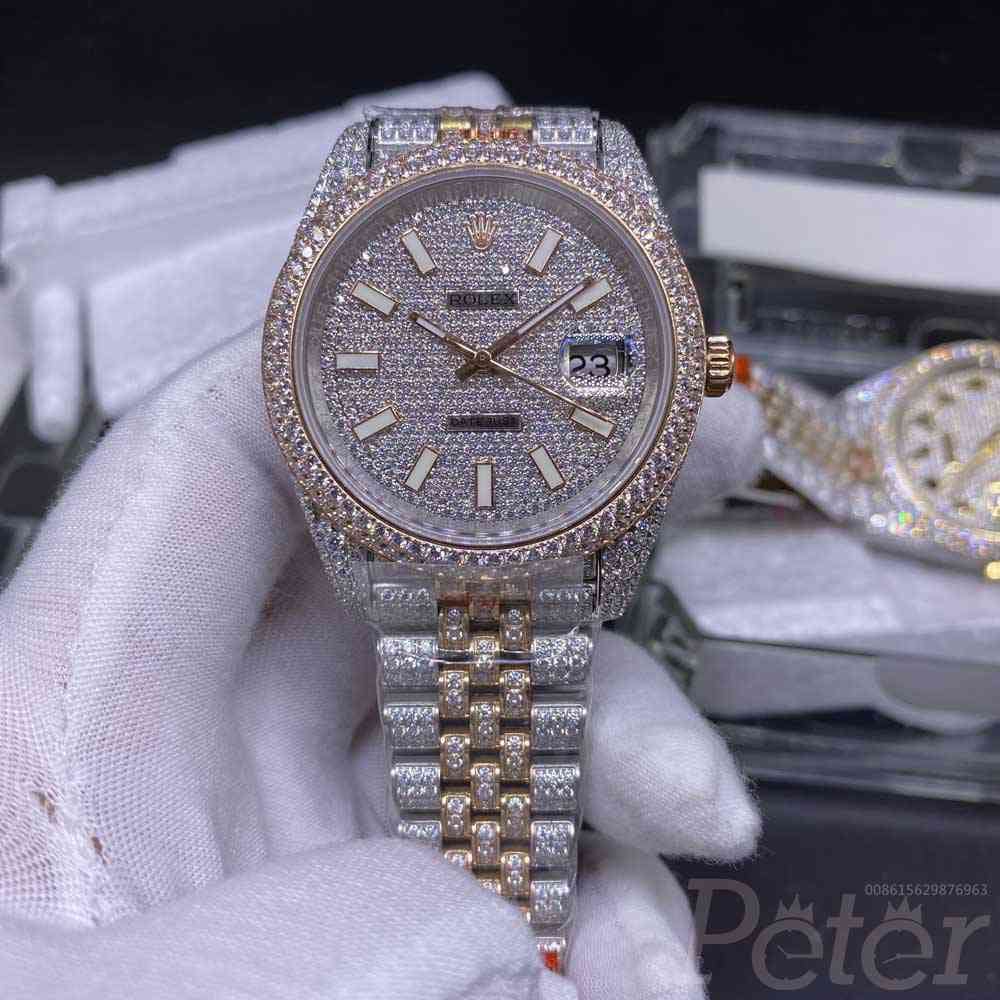 Datejust Swarovski diamonds rose gold two tone case 40mm jubilee band bustdown buckle XD280