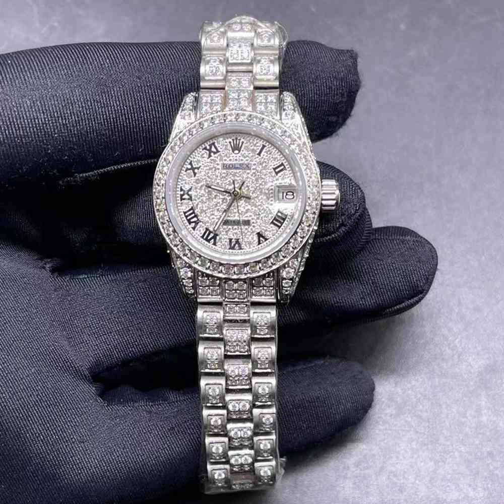 Datejust diamonds silver case 26mm roman numbers AAA automatic women shiny watches MH092