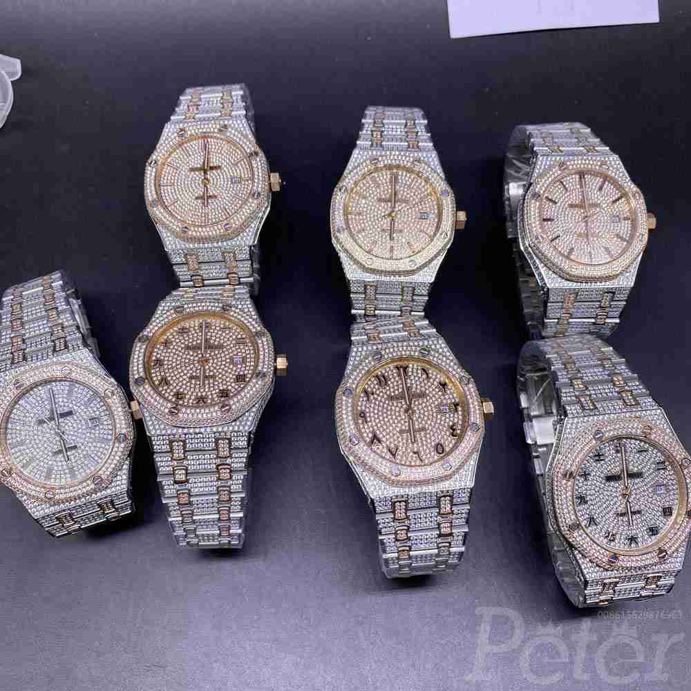 AP diamonds rose gold two tone color different dials high quality automatic shiny zircon stones 014