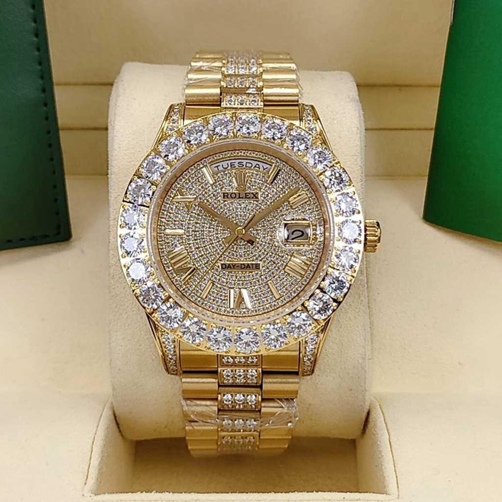 DayDate gold case 44mm diamonds strap Roman numbers AAA automatic men watch S045