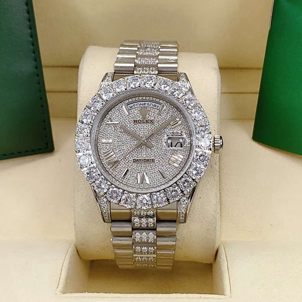 DayDate prongset bezel 44mm diamonds strap AAA automatic men Roman numbers S045