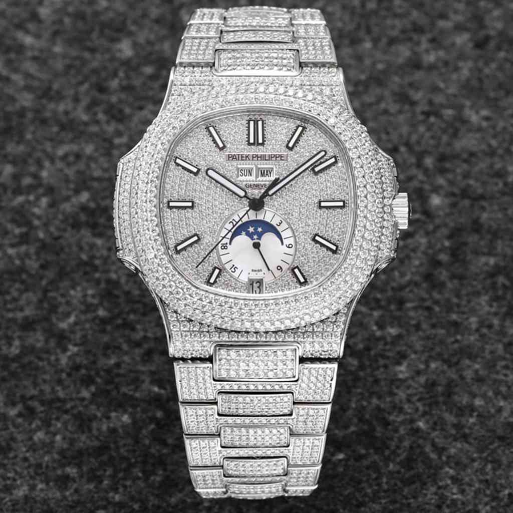 Patek 5726/1A-014 bust down diamonds silver case full works automatic 324S R8 factory WT355