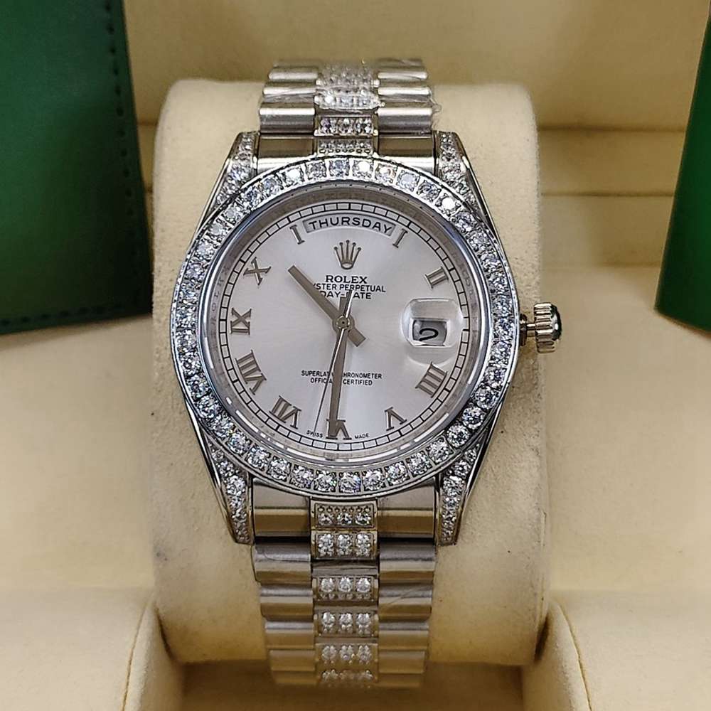 DayDate 41mm diamonds bezel white dial roman numbers diamonds strap AAA automatic S040