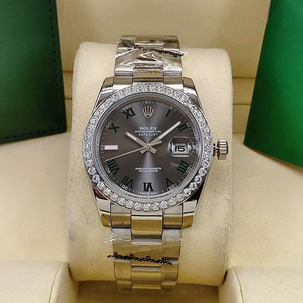 Datejust 36mm diamonds bezel silver case gray dial Roman numbers AAA automatic women S