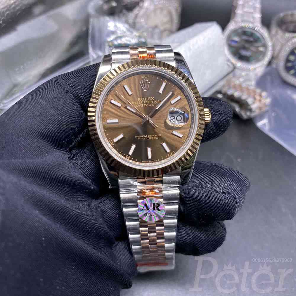 Datejust 2tone rose gold case 39mm brown dial jubilee band 3235 movement Swiss high grade M