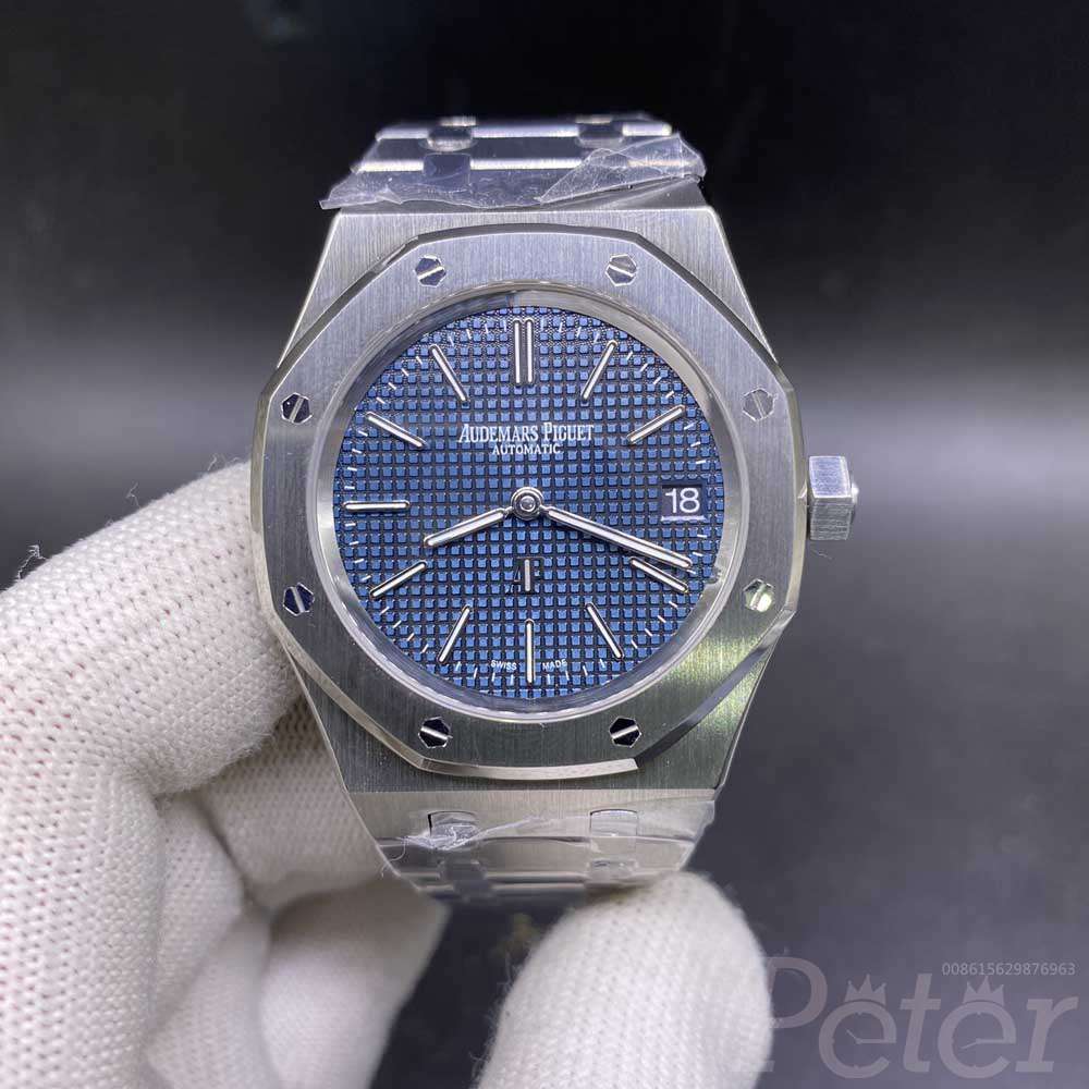 AP Swiss silver/blue 39mm automatic 9015 movement stainless steel thin case JF grade M130