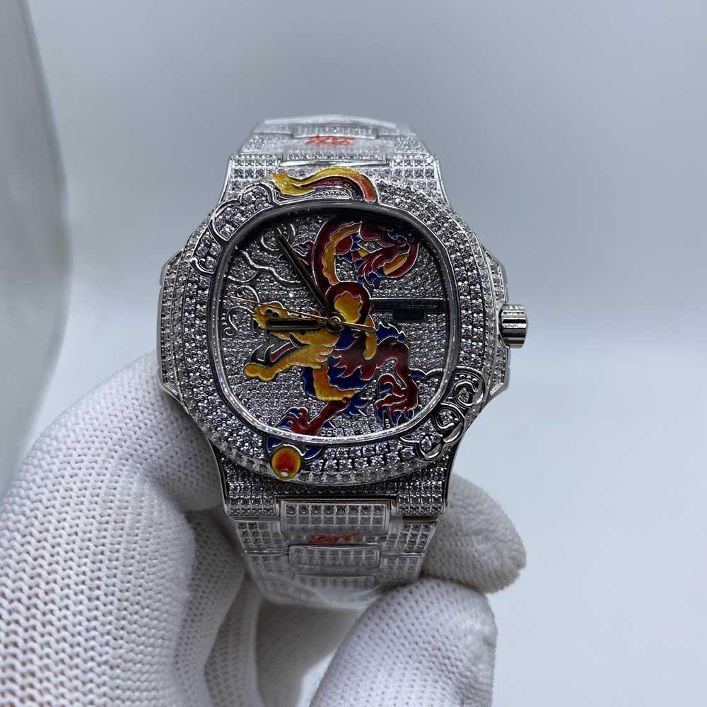 Patek diamonds case 40mm dragon face automatic movement AAA men watch XD17