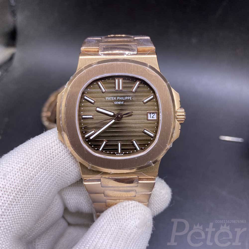 Patek rose gold thin case 40mm Cal.324 (9015) automatic brown dial Swiss 1:1 grade men watch M11