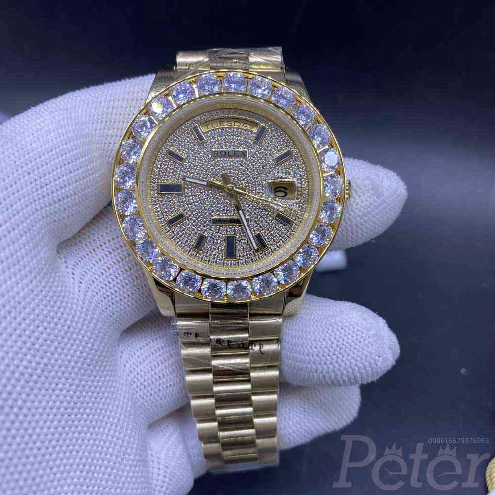 DayDate gold case 43mm big diamonds bezel diamonds face AAA automatic movement president band 0365