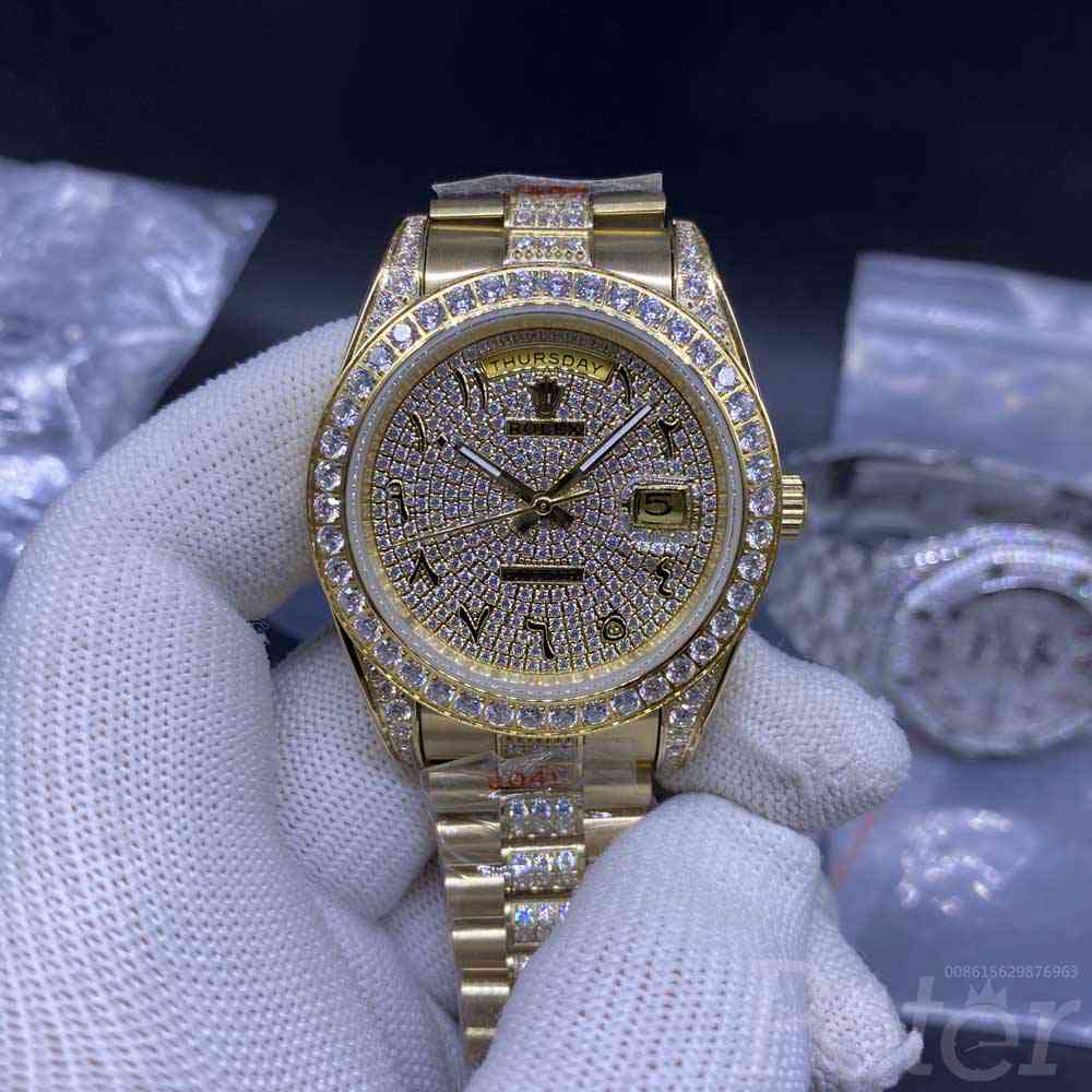 DayDate gold case 40mm diamonds bezel diamonds face arabic numbers AAA automatic 2813 movement S052