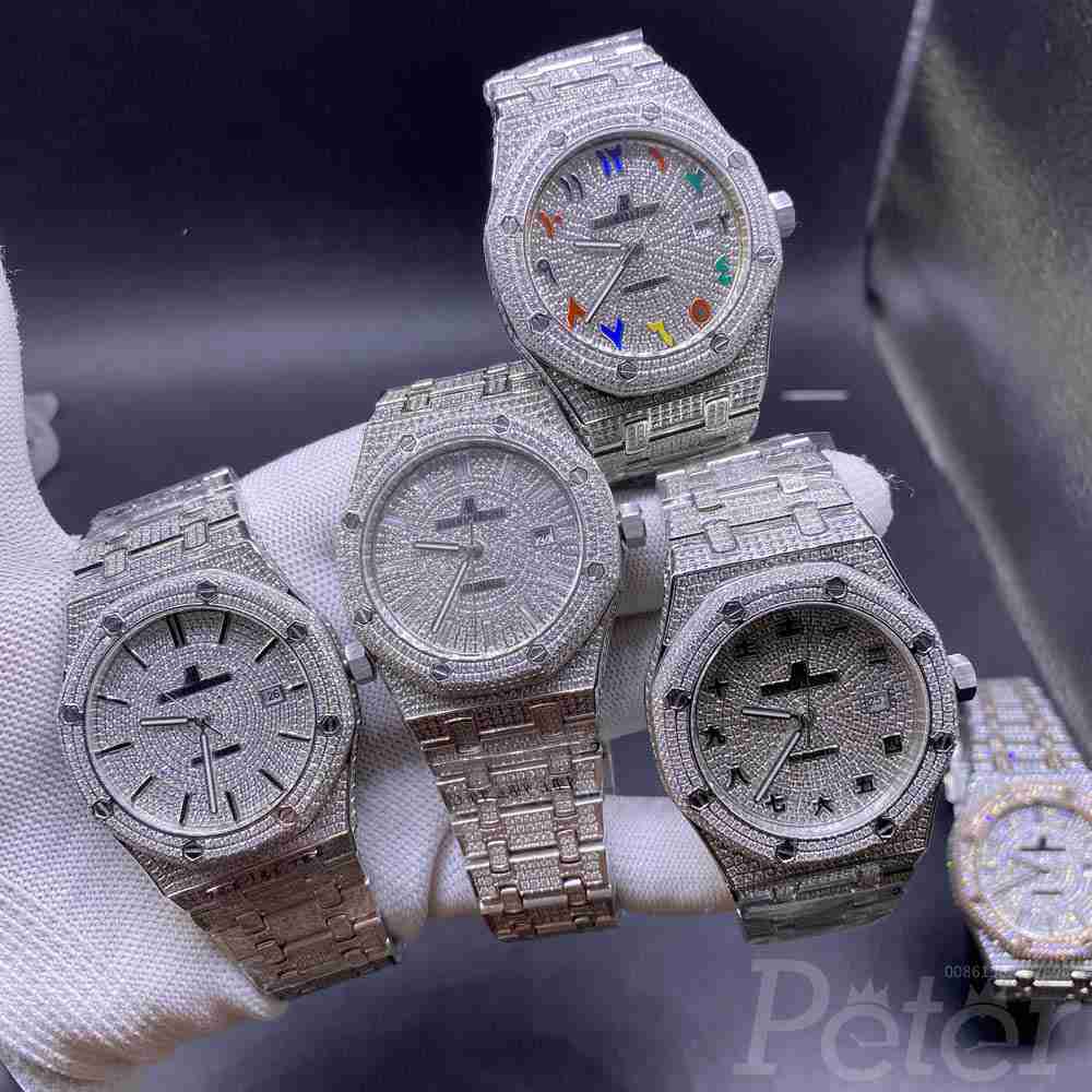 AP full diamonds silver case diamonds face AAA automatic shiny stones men's luxury watches M140