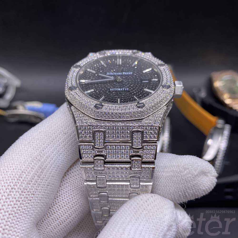 AP full diamonds silver case 42mm men's automatic shiny zircon stones watches high quality M140