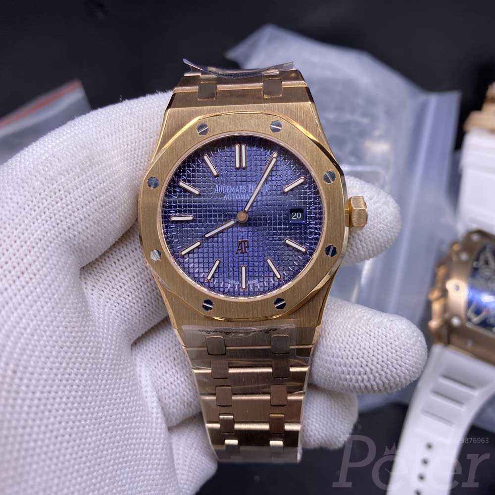 AP rose gold 39mm blue dial AAA automatic movement sapphire crystal glass back case YC037