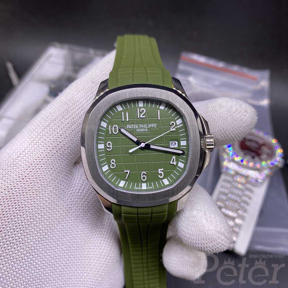 Patek 5168G silver case 40mm green dial green rubber strap AAA automatic men watch YC025