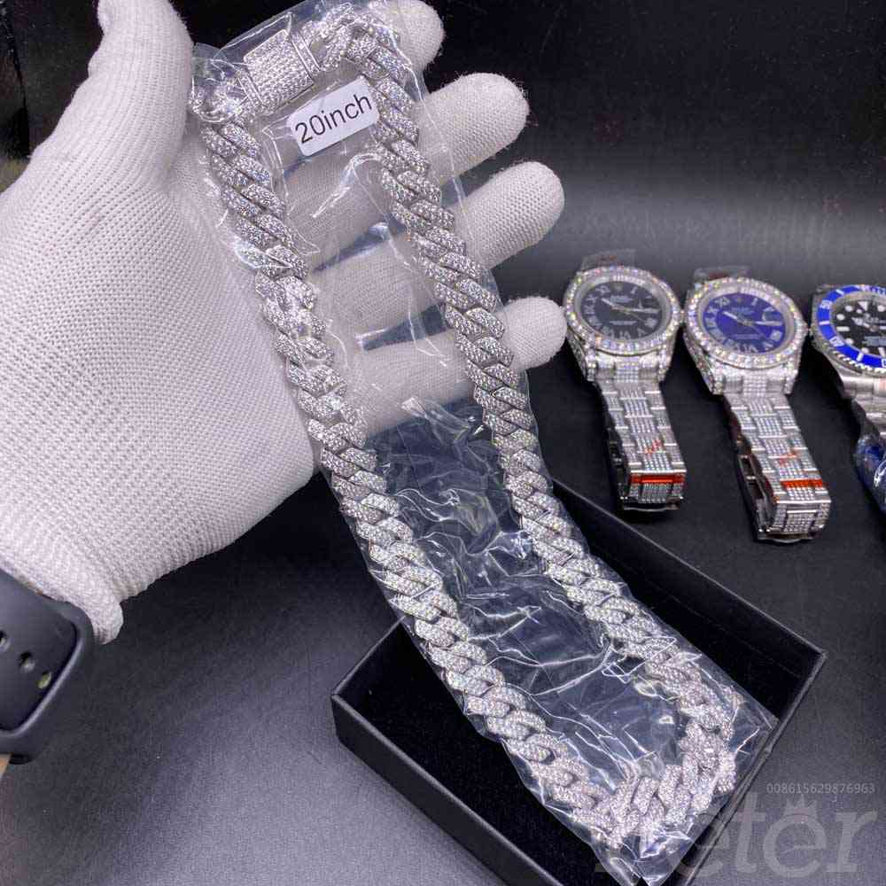 Necklace diamonds shiny good 20inch cuba chains hip-hop bracelets rappers' bling stones J023