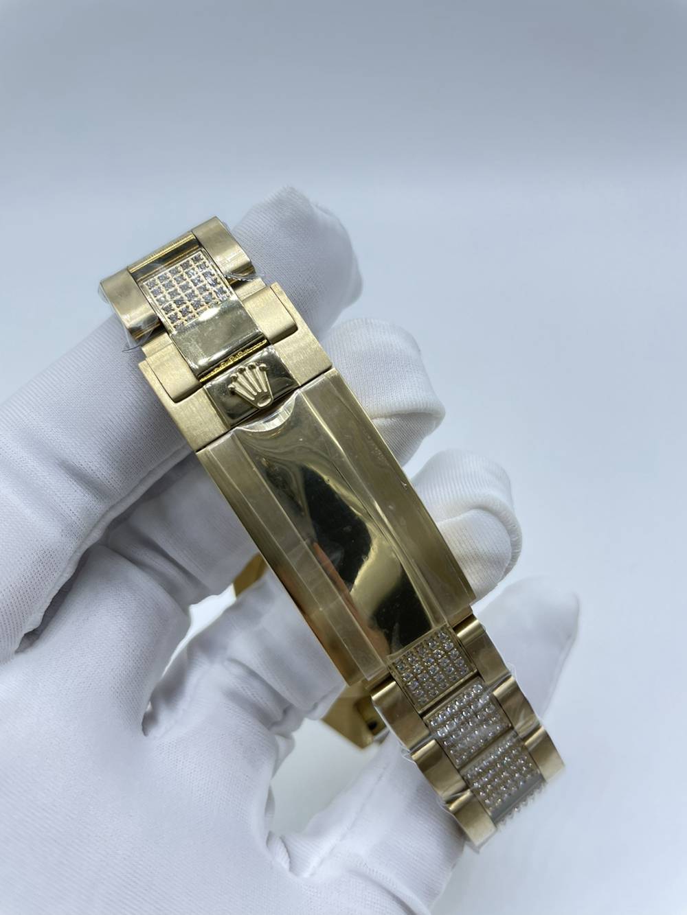 SUB gold case 40mm baguette blue stones blue face AAA automatic 2813 movement diamonds band S075