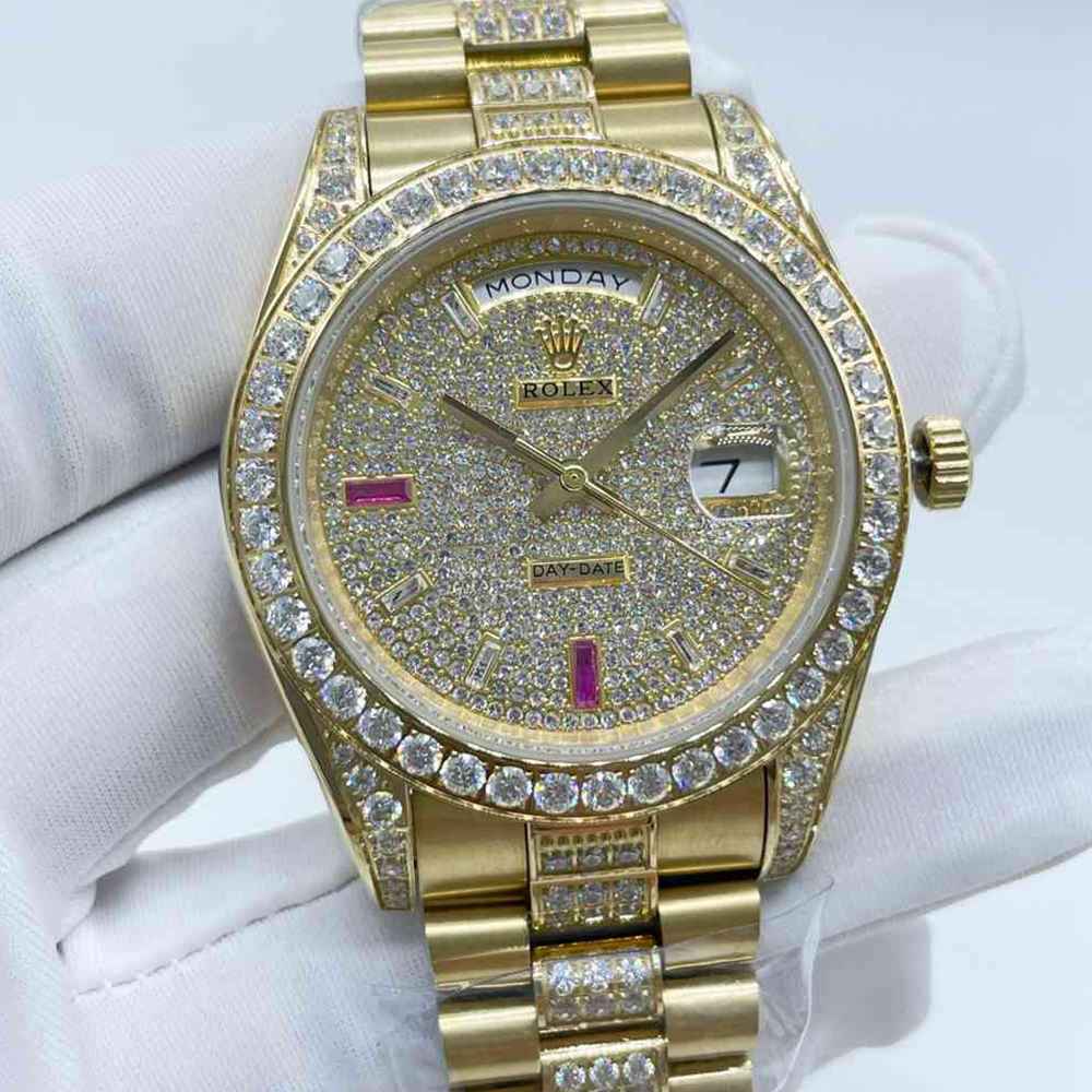 DayDate 41mm gold case diamonds face AAA automatic diamonds in the middle of band men watch S
