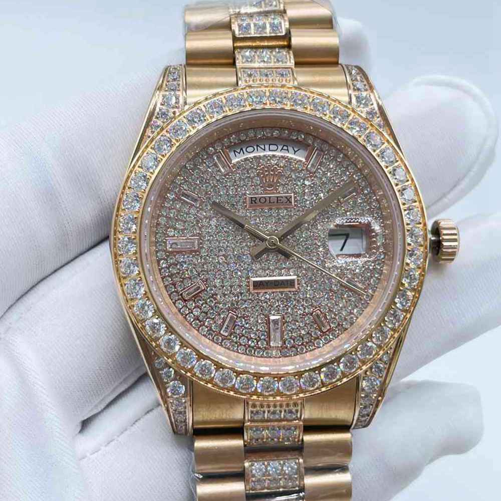 DayDate rose gold case 41mm diamonds face stone numbers AAA automatic 2813 movement S045