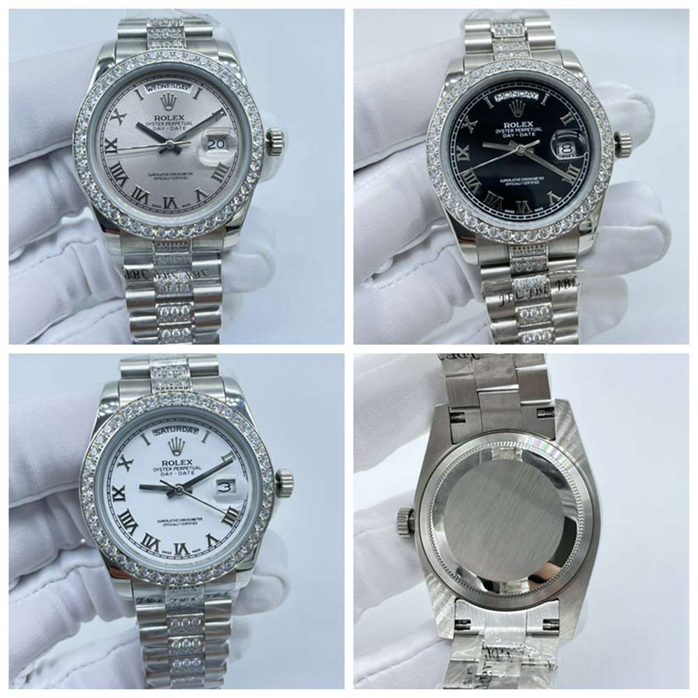 DayDate 36mm silver case diamonds in the middle of band silver/black/white dials AAA automatic S040